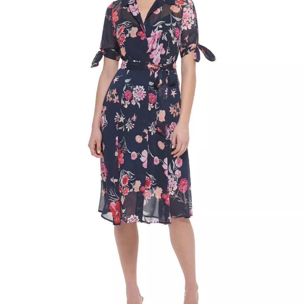 Women's Floral-Print Midi Shirtdress